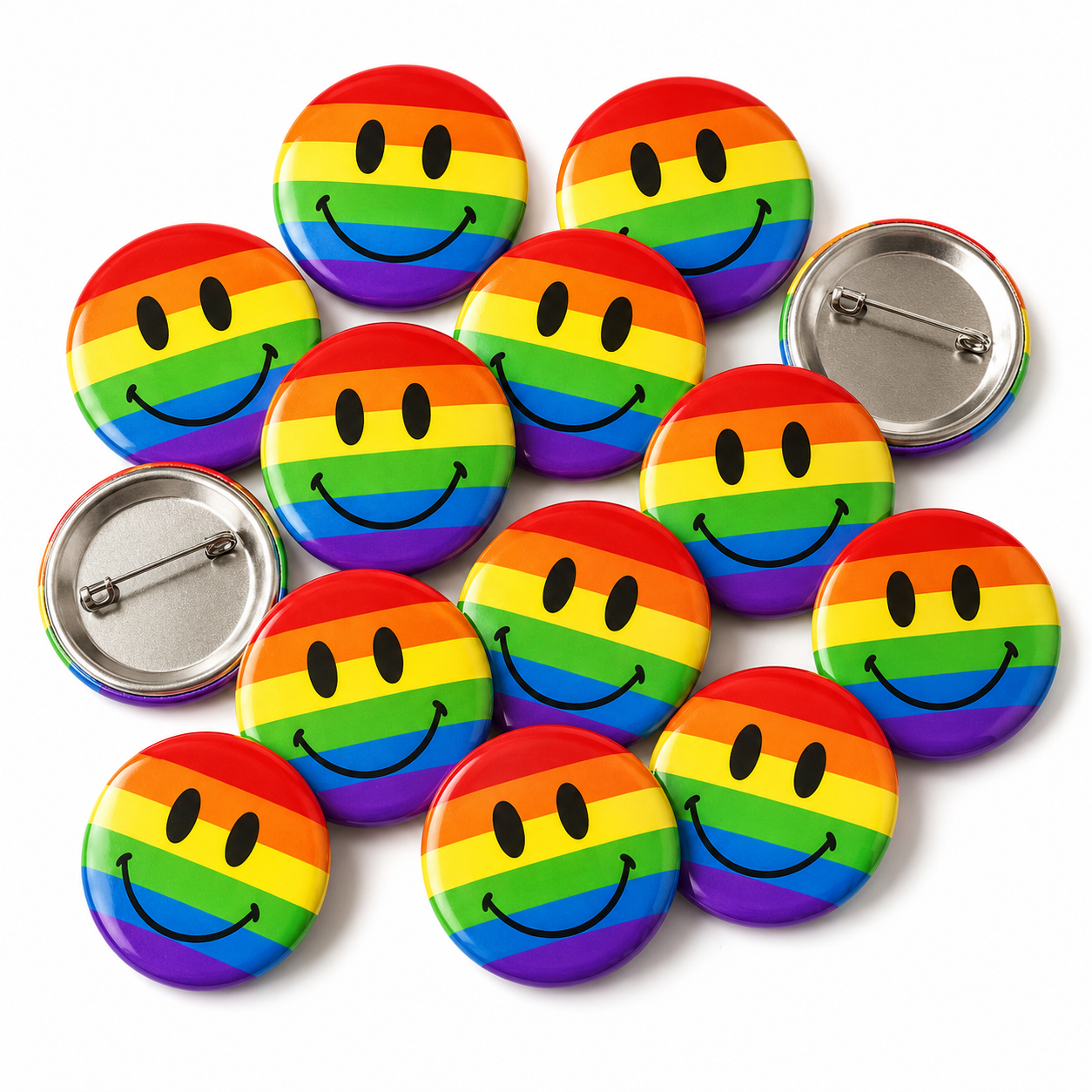 Rainbow Smiley Button Pin Badge