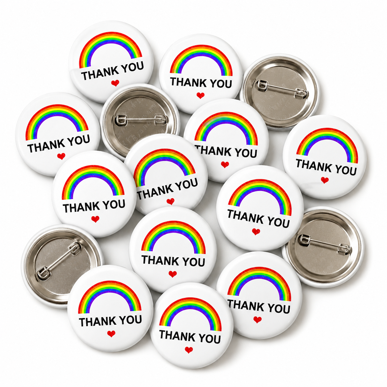 Rainbow Thank you Button Pin Badge