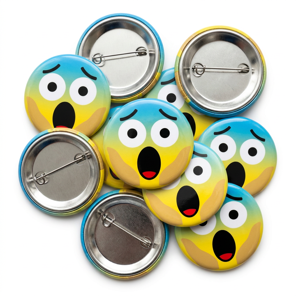 Screaming Face Emoji Button Pin Badge