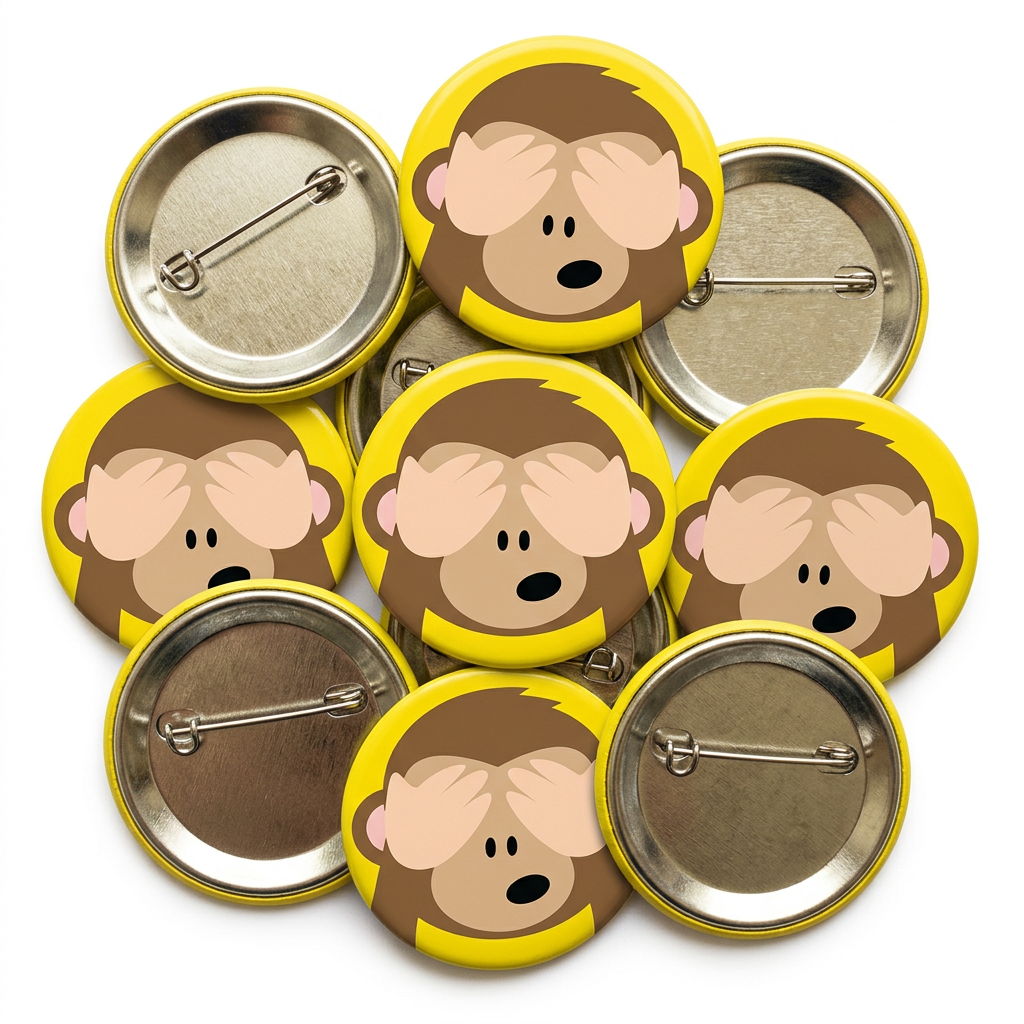 See No Evil Monkey Emoji Button Pin Badge
