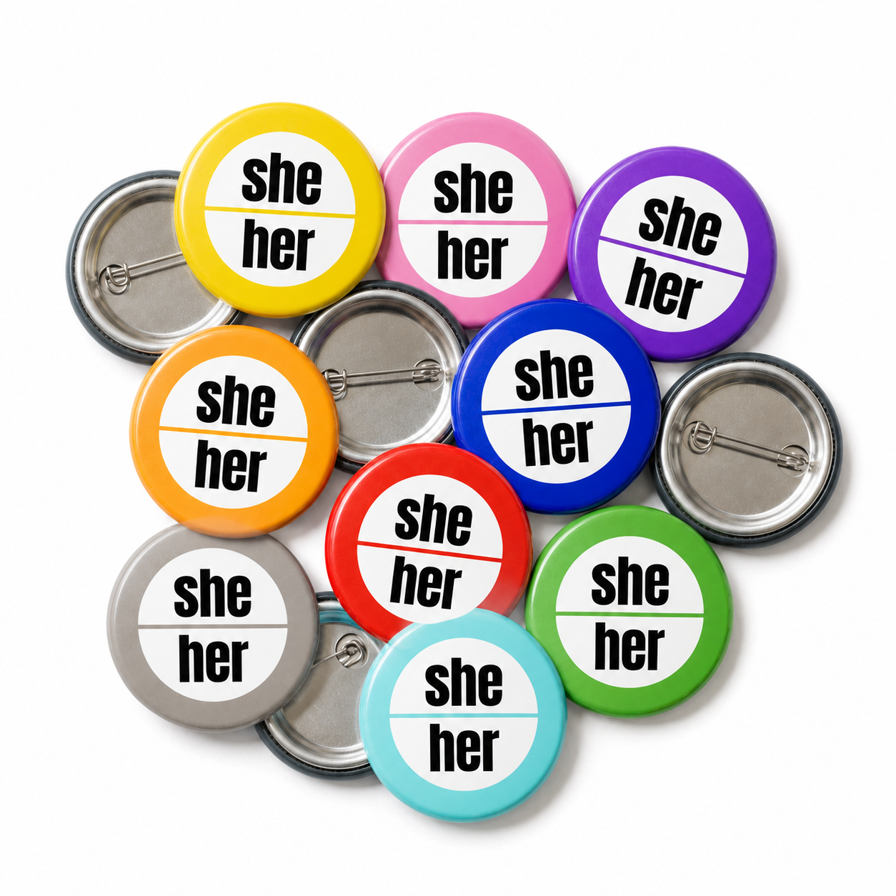 Pronoun - she her Button Pin Badge