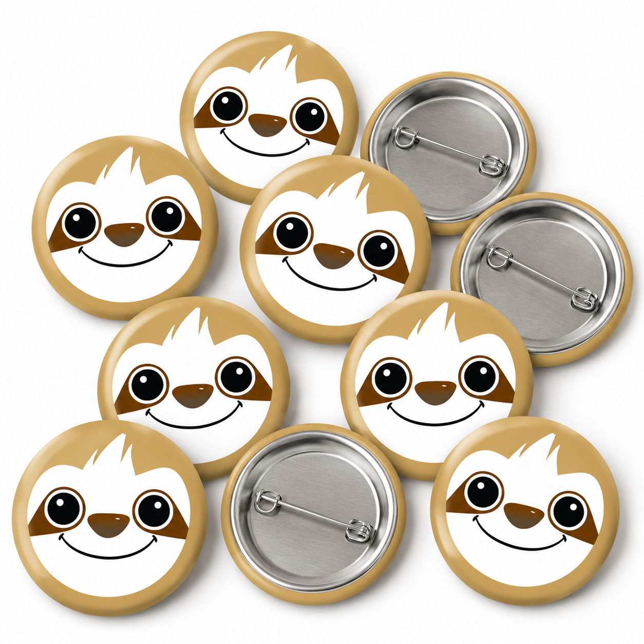 Sloth Button Pin Badge