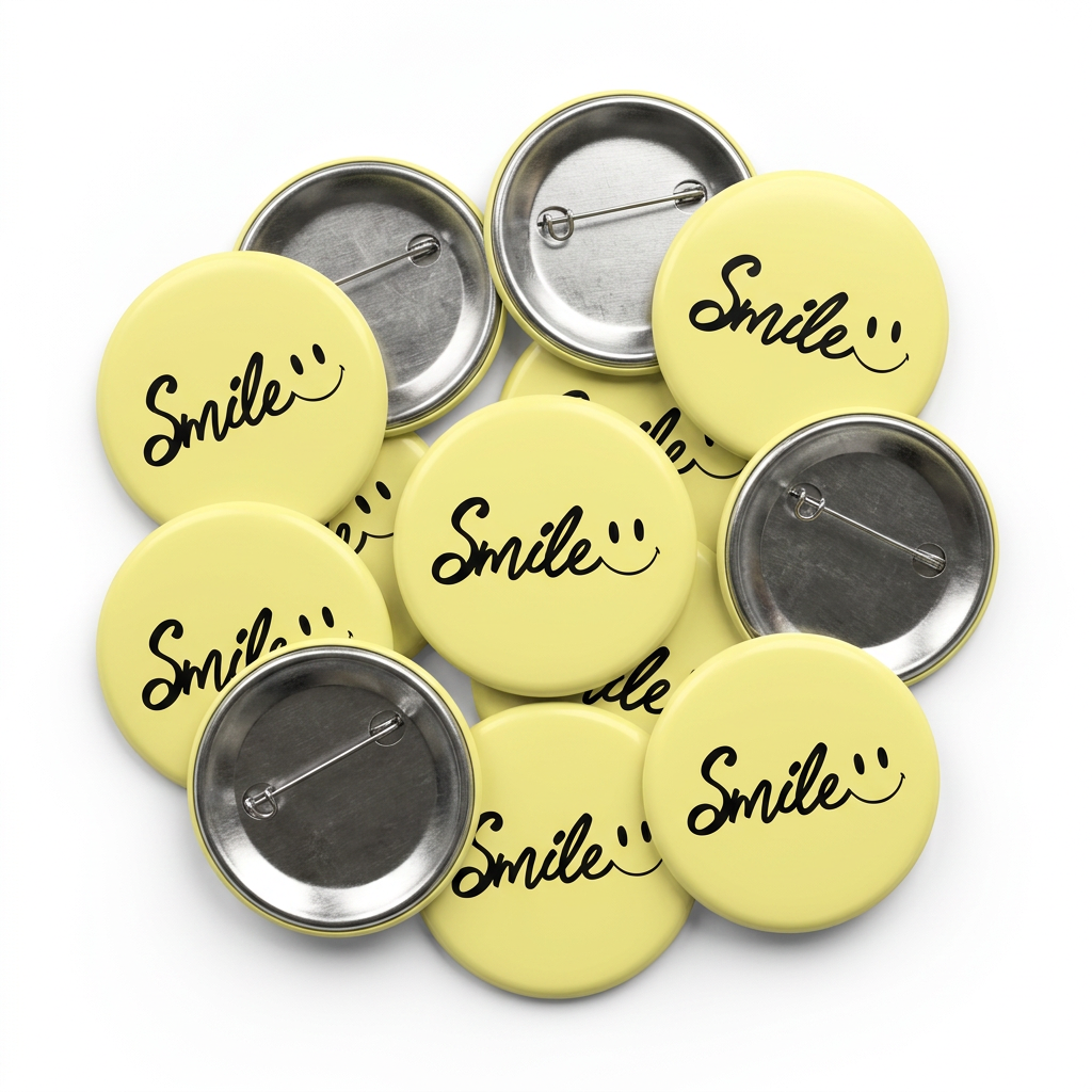 Smile Button Pin Badge