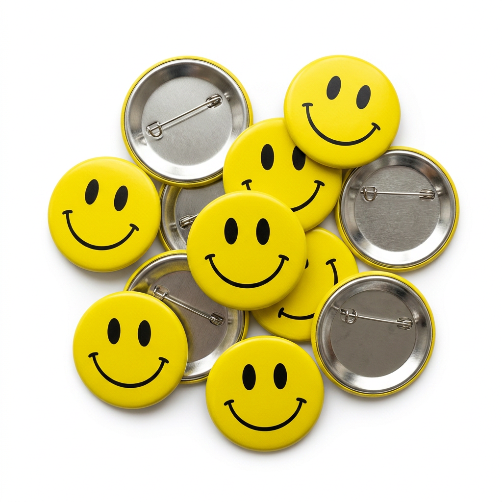 Smiley Face Button Pin Badge