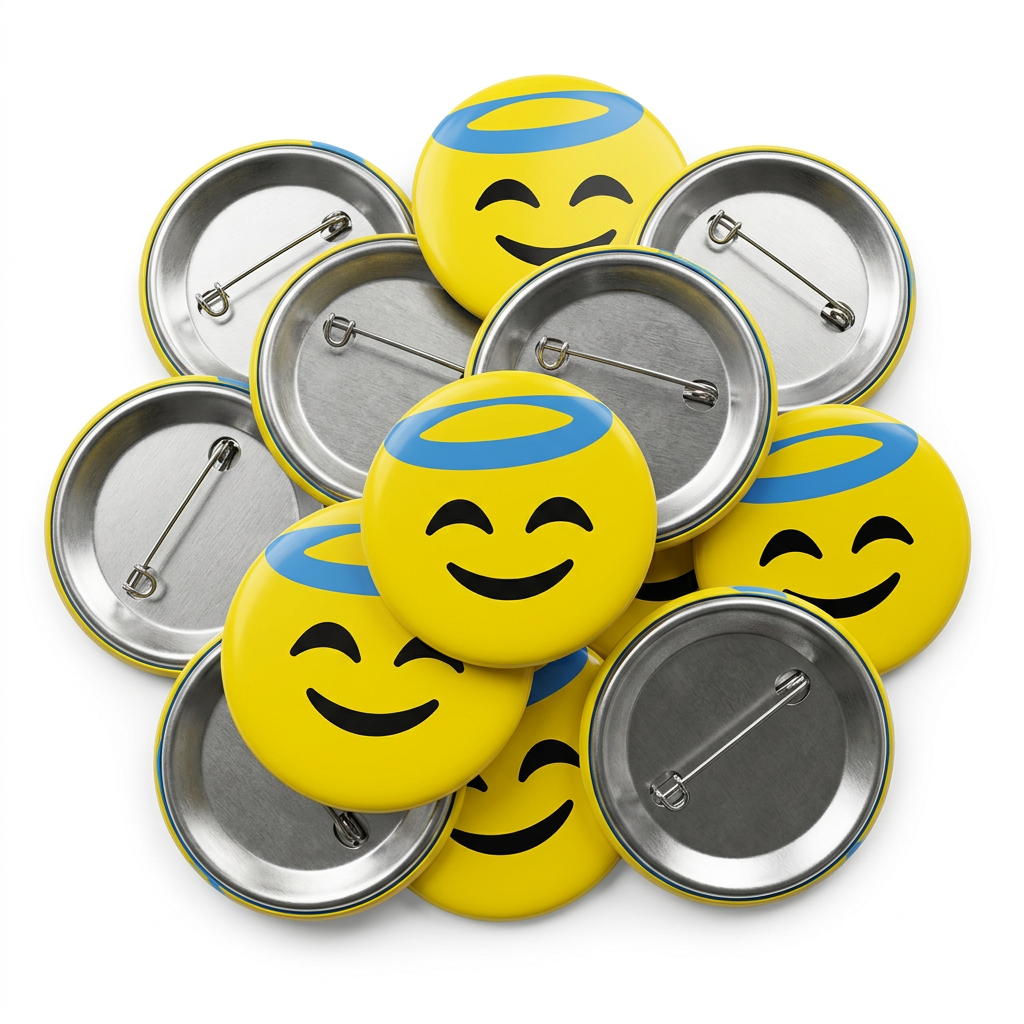 Smiling Face with Halo Emoji Button Pin Badge
