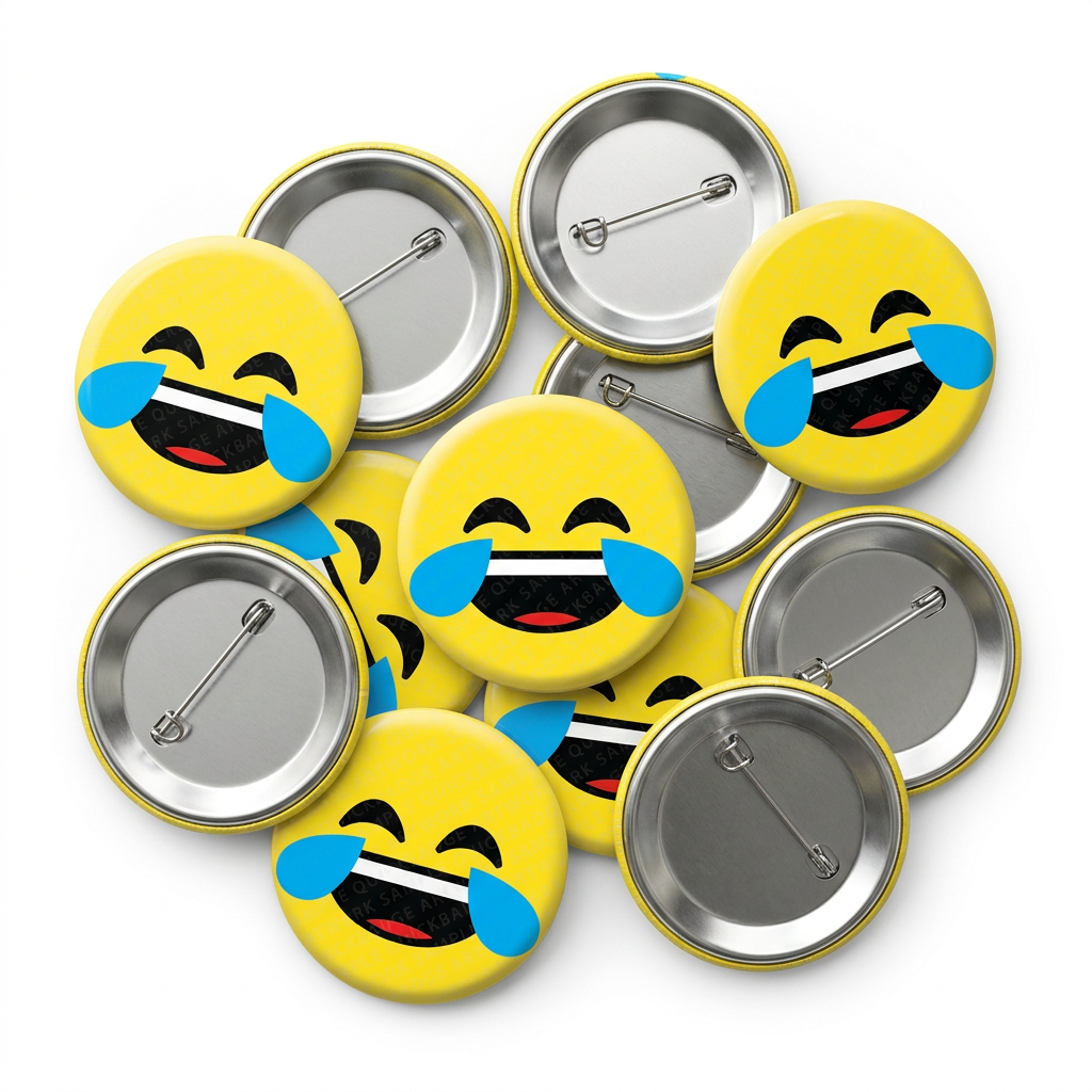 Tears of Joy Face Emoji Button Pin Badge