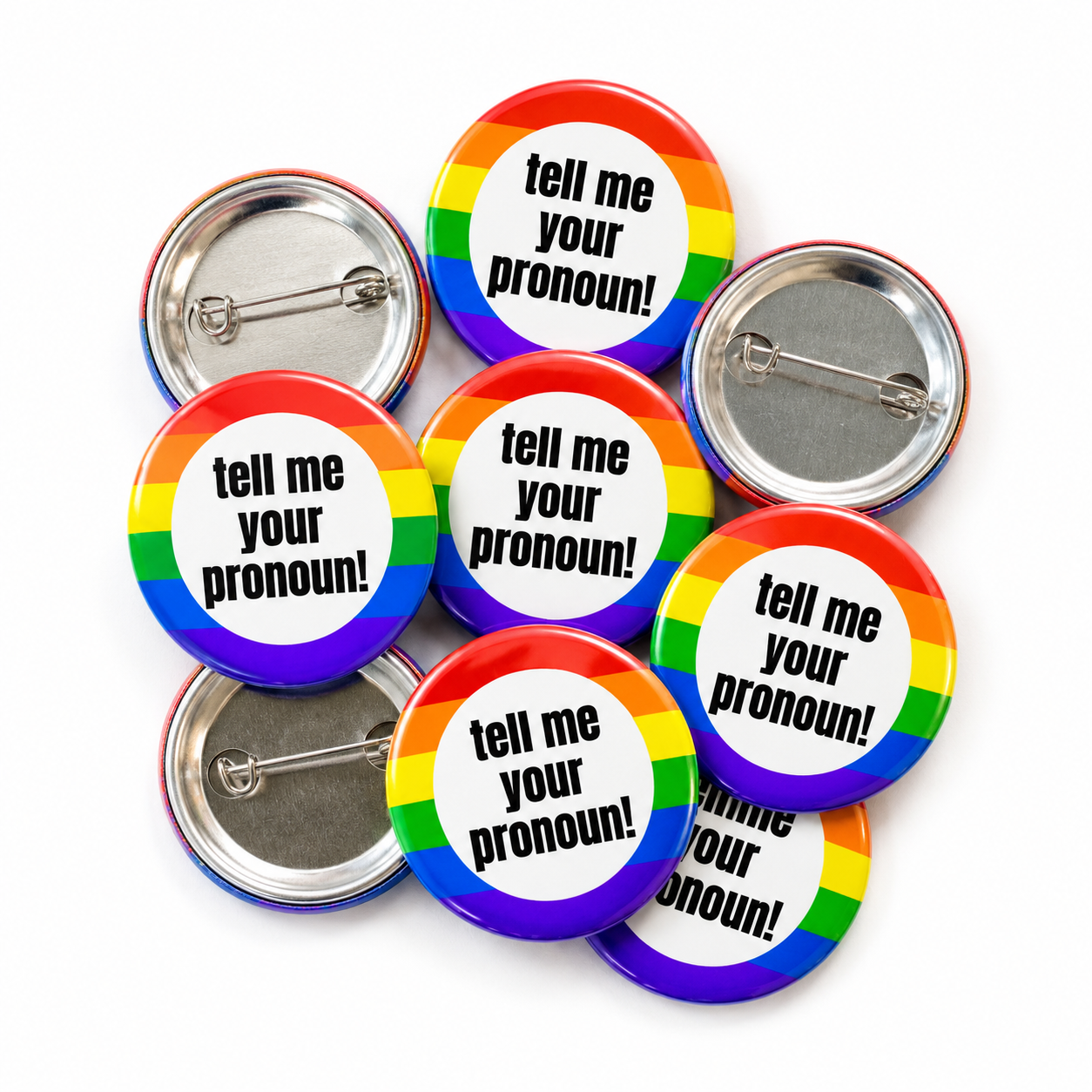 Tell Me Your Pronoun Button Pin Badge