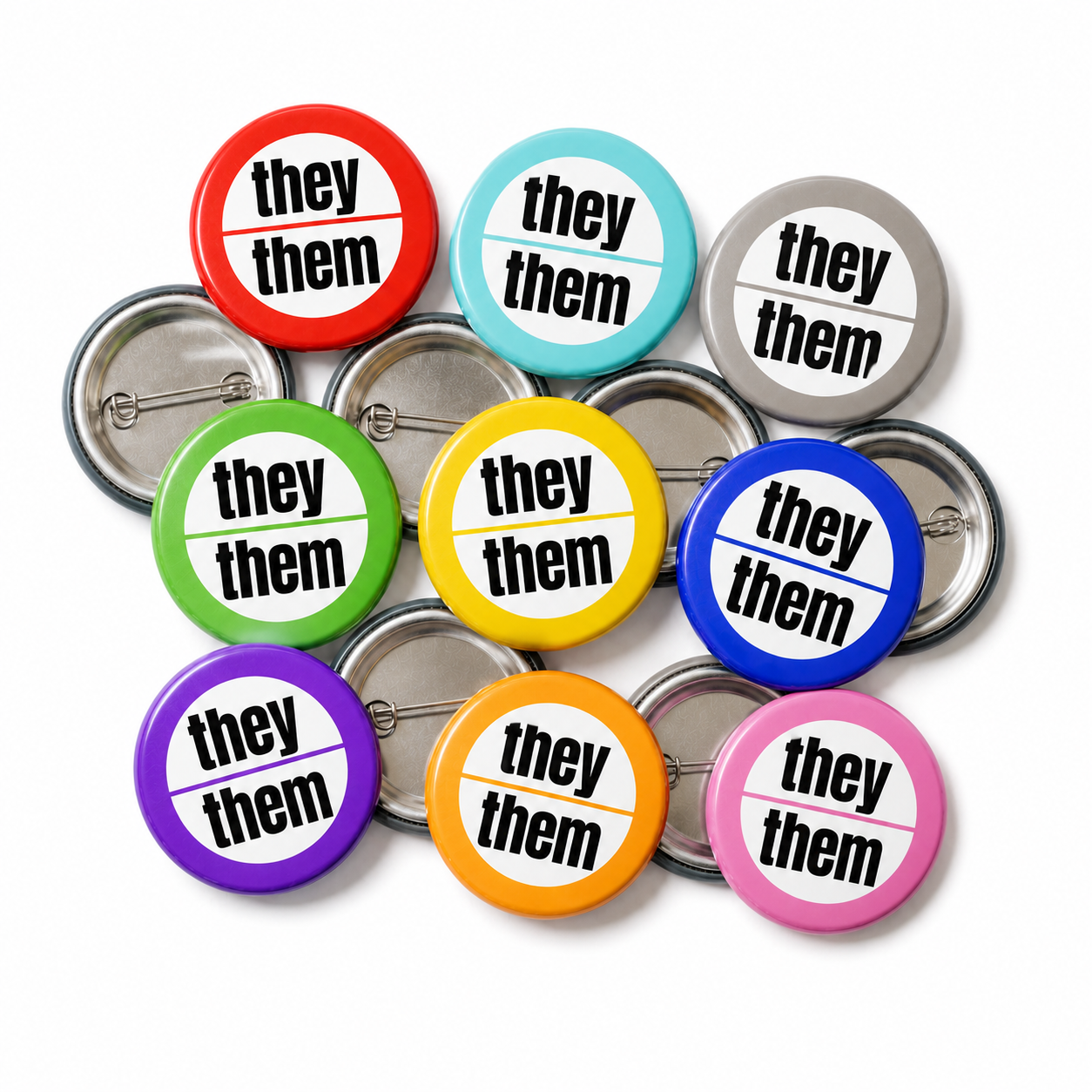 Pronoun - they them Button Pin Badge