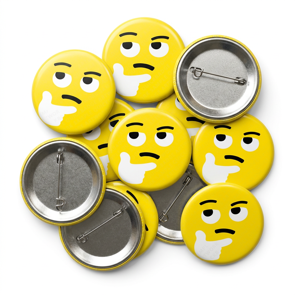Thinking Face Emoji Button Pin Badge