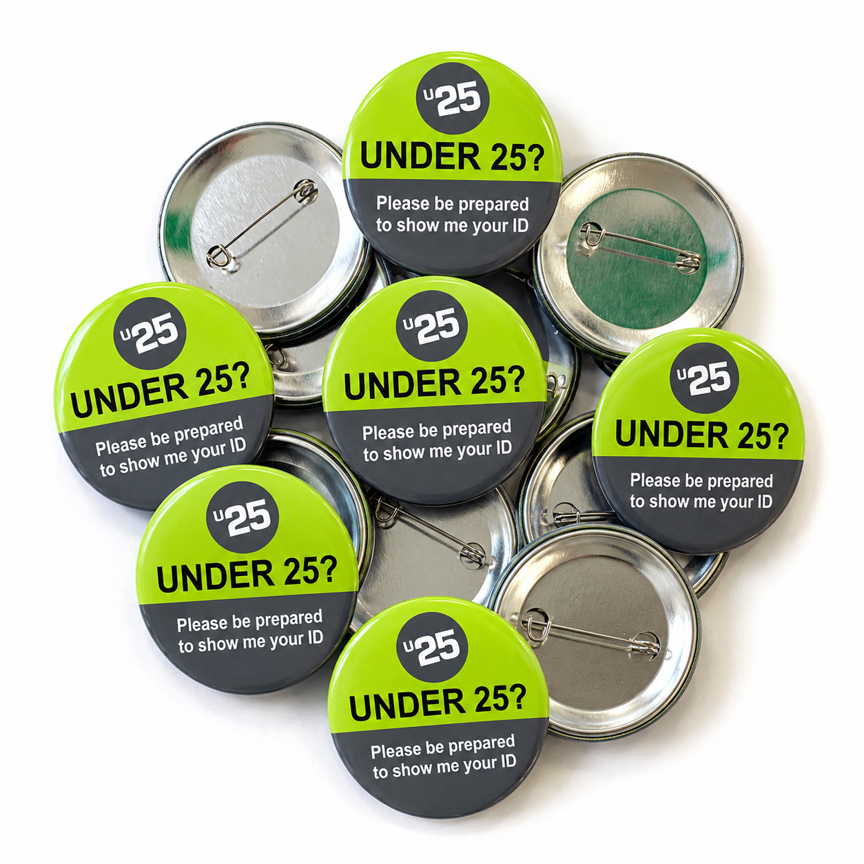 Under 25 - Green/Grey Pin Badges
