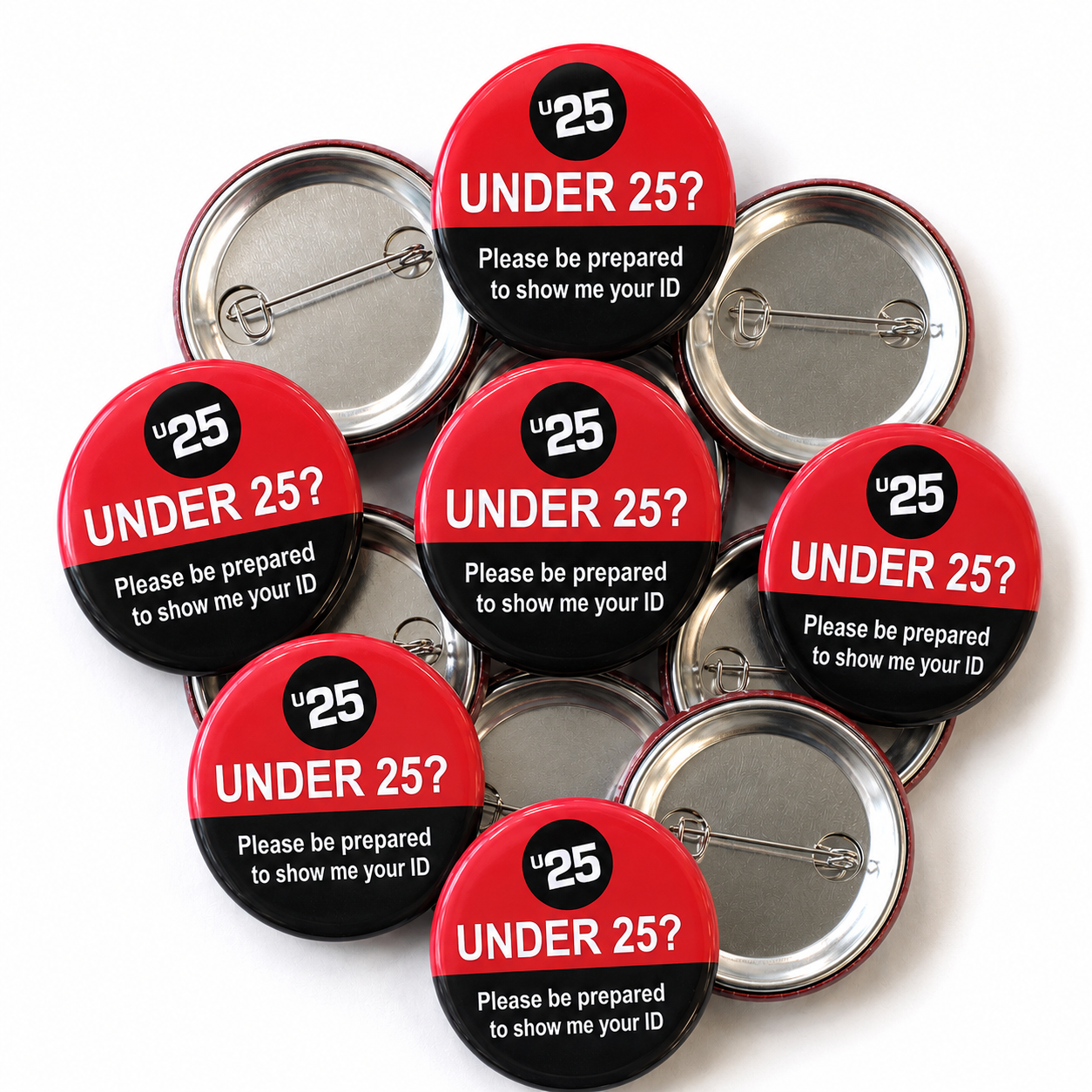 Under 25 - Red/Black Pin Badges