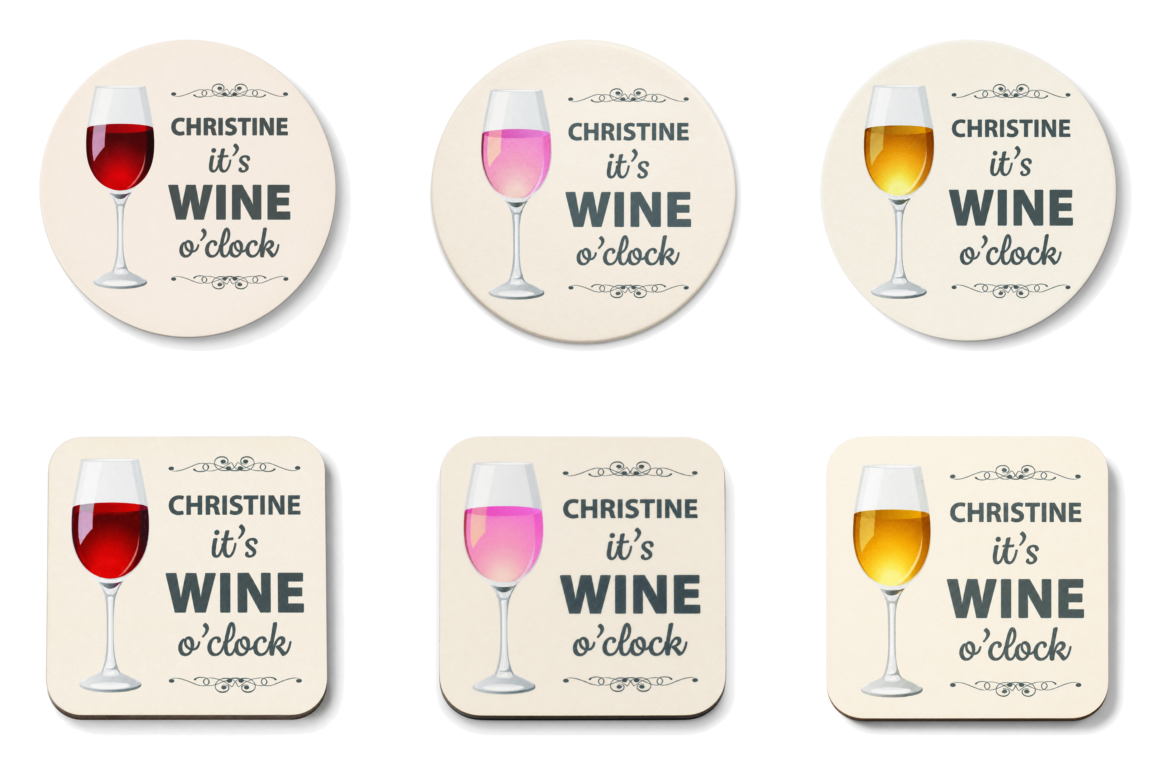 Wine O Clock Personalised Coaster