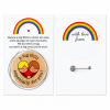 A big HUG 38mm Badge with backing card