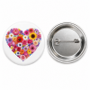 Flower Heart Button Pin Badge