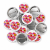 Flower Heart Button Pin Badge