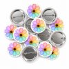 Rainbow Flower Button Pin Badge