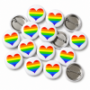Rainbow Heart Button Pin Badge