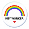 Rainbow Key Worker Button Pin Badge