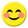 Smiling Eyes and Face Emoji Button Pin Badge
