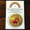 A big HUG 38mm Badge with backing card