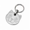 Cat Head Pet Tag Polished Chrome or Brass